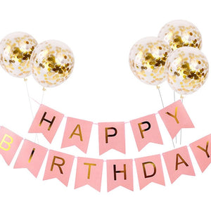 1set Happy Birthday Letter Banner Rose Gold Confetti Balloons Baby Shower Birthday Party Decorations Boy Girl Kids Party Favors