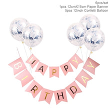 Load image into Gallery viewer, 1set Happy Birthday Letter Banner Rose Gold Confetti Balloons Baby Shower Birthday Party Decorations Boy Girl Kids Party Favors