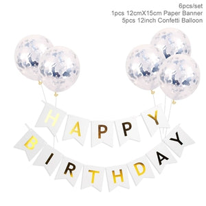 1set Happy Birthday Letter Banner Rose Gold Confetti Balloons Baby Shower Birthday Party Decorations Boy Girl Kids Party Favors