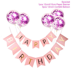 1set Happy Birthday Letter Banner Rose Gold Confetti Balloons Baby Shower Birthday Party Decorations Boy Girl Kids Party Favors