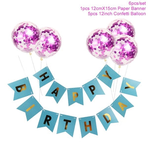 1set Happy Birthday Letter Banner Rose Gold Confetti Balloons Baby Shower Birthday Party Decorations Boy Girl Kids Party Favors
