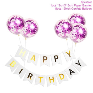 1set Happy Birthday Letter Banner Rose Gold Confetti Balloons Baby Shower Birthday Party Decorations Boy Girl Kids Party Favors