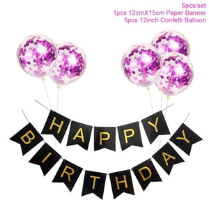 1set Happy Birthday Letter Banner Rose Gold Confetti Balloons Baby Shower Birthday Party Decorations Boy Girl Kids Party Favors