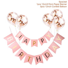 Load image into Gallery viewer, 1set Happy Birthday Letter Banner Rose Gold Confetti Balloons Baby Shower Birthday Party Decorations Boy Girl Kids Party Favors