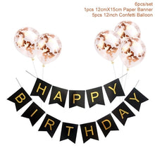 Load image into Gallery viewer, 1set Happy Birthday Letter Banner Rose Gold Confetti Balloons Baby Shower Birthday Party Decorations Boy Girl Kids Party Favors