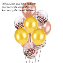 Load image into Gallery viewer, 1set Happy Birthday Letter Banner Rose Gold Confetti Balloons Baby Shower Birthday Party Decorations Boy Girl Kids Party Favors