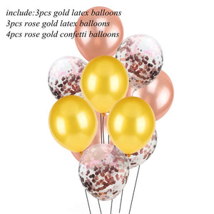 1set Happy Birthday Letter Banner Rose Gold Confetti Balloons Baby Shower Birthday Party Decorations Boy Girl Kids Party Favors